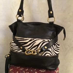 Innue leather zebra print shoulder bag